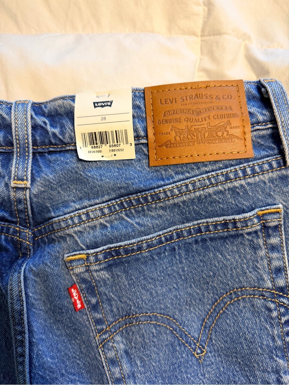 Levi's Light Blue Slim Straight Jeans with Leather Patch